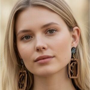 Wood Kokopelli  Earrings